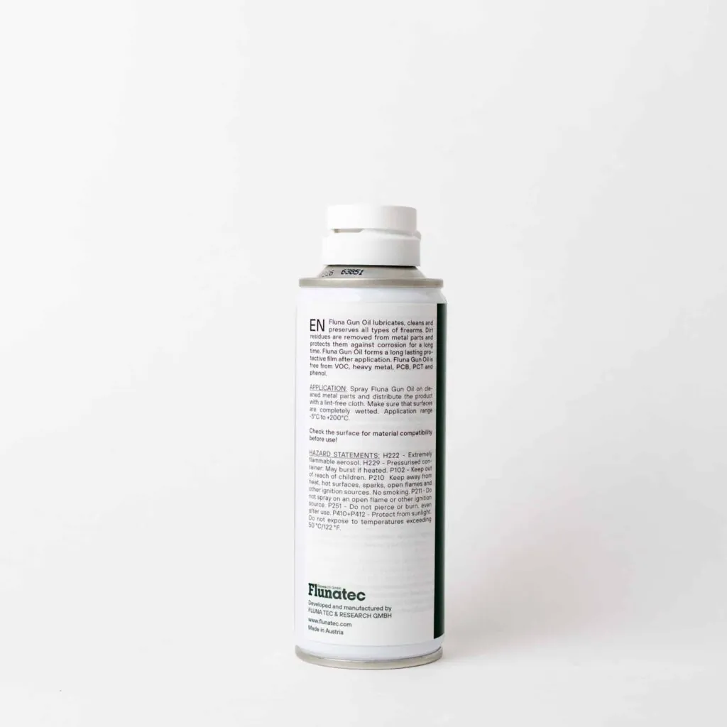 Flunatec Fluna Gun Oil Aerosol (Waffenöl) – Rückseite