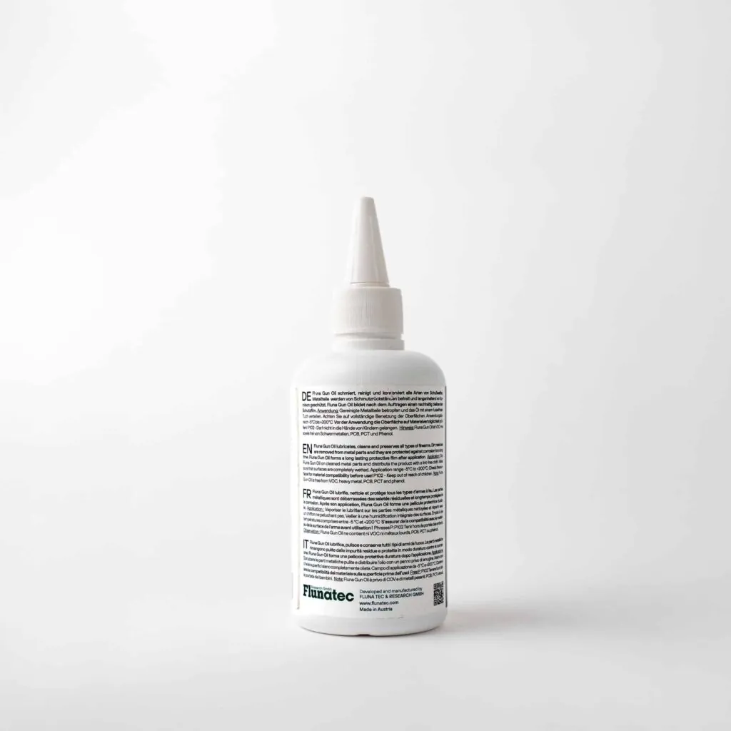 Flunatec Fluna Gun Oil flüssig (Waffenöl) – Rückseite