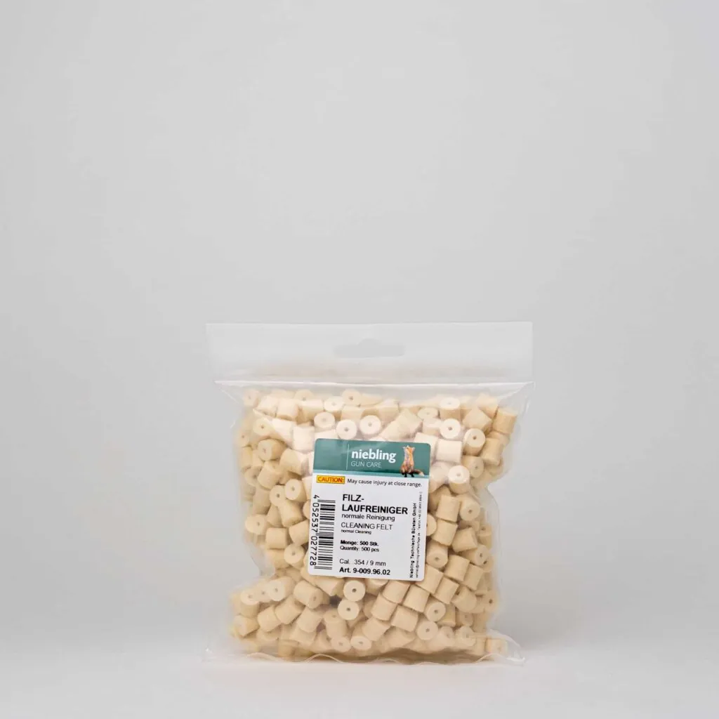 Reinigungsfilze - Normale Reinigung – 500 Stück, .354 / 9mm, Verpackung
