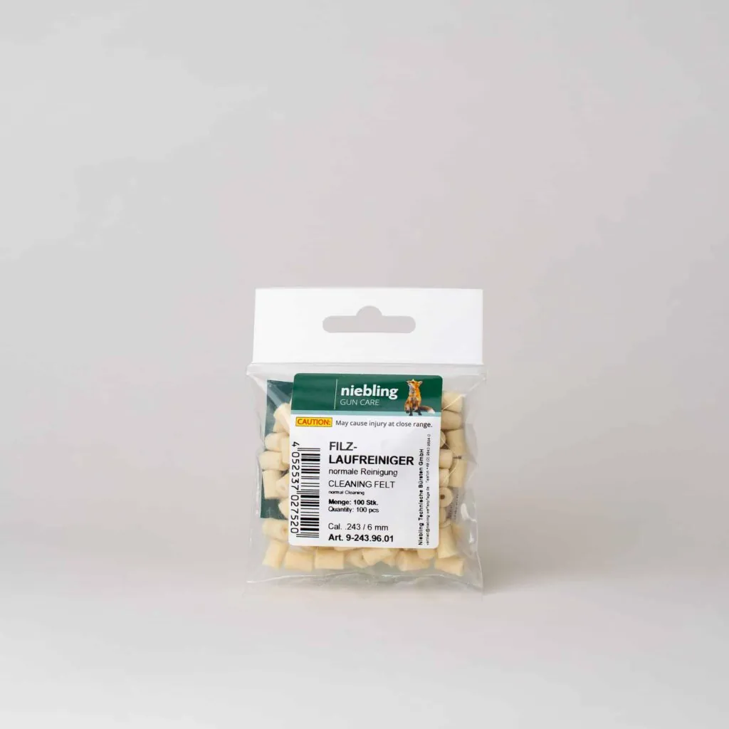 Reinigungsfilze - Normale Reinigung – 100 Stück, .243 / 6mm, Verpackung