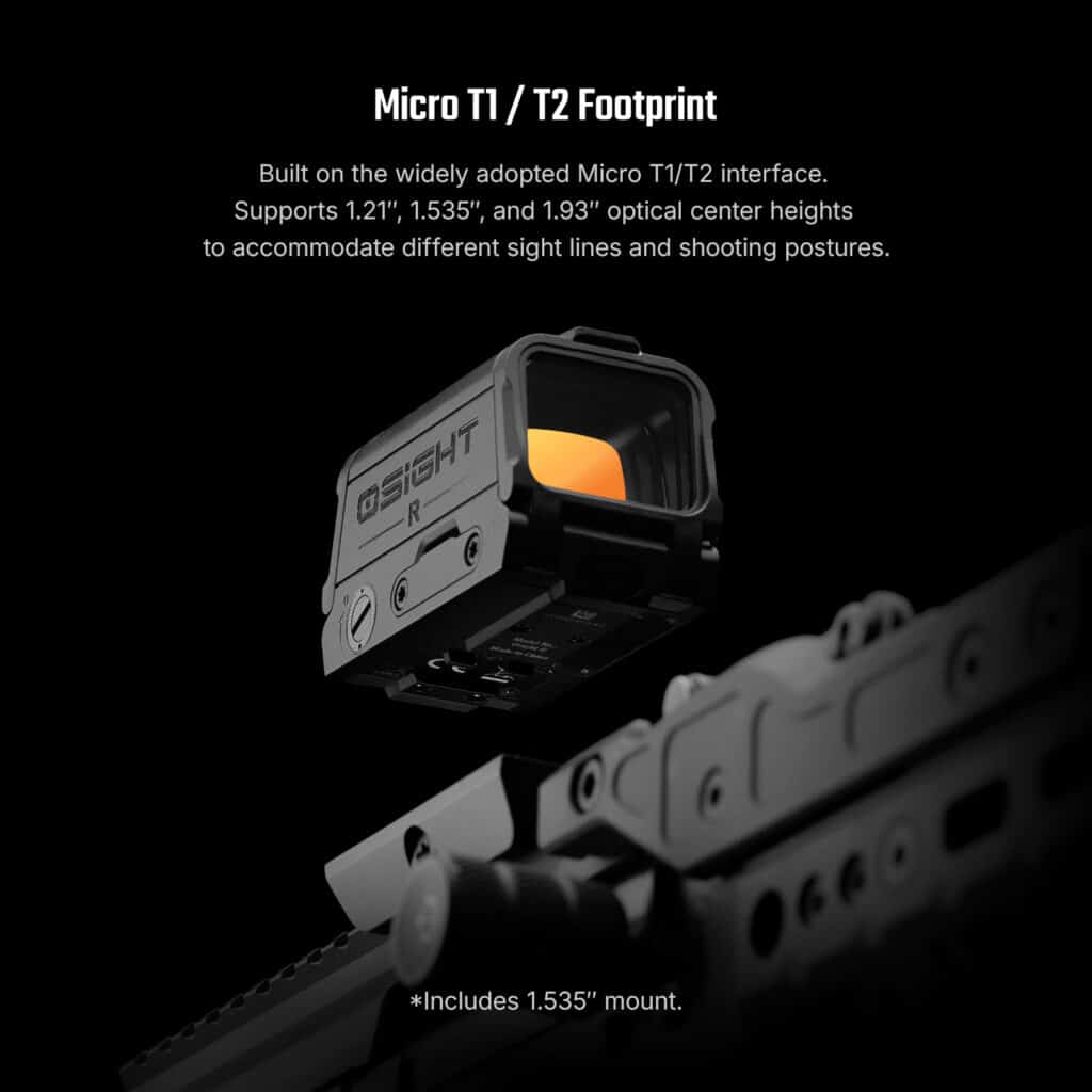 Osight R auf Picatinny-Schiene – Micro T1/T2 Footprint mit Montage